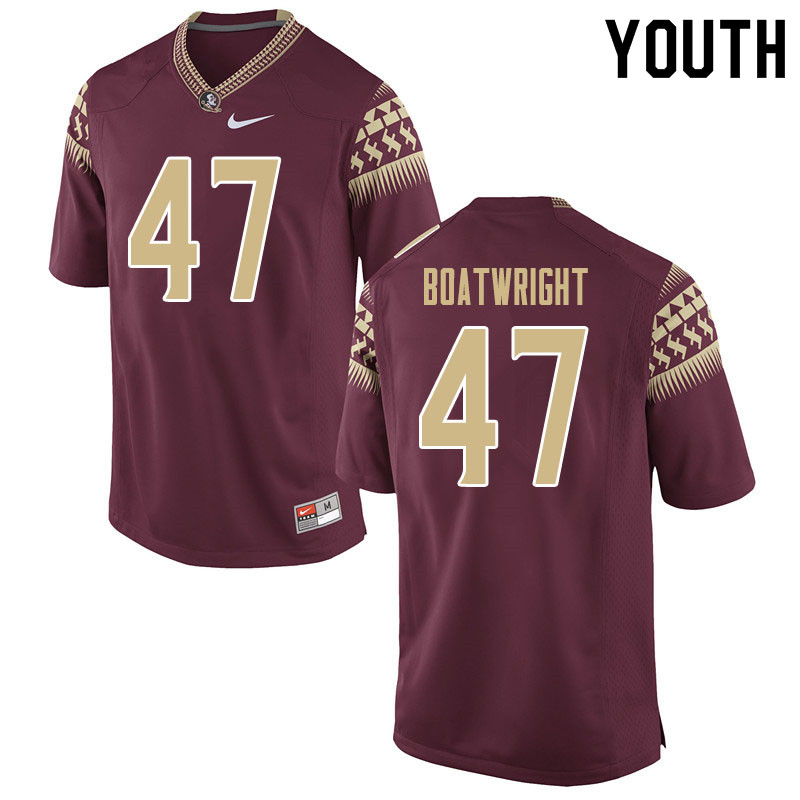 Youth #47 Carter Boatwright Florida State Seminoles College Football Jerseys Sale-Garnet - Click Image to Close